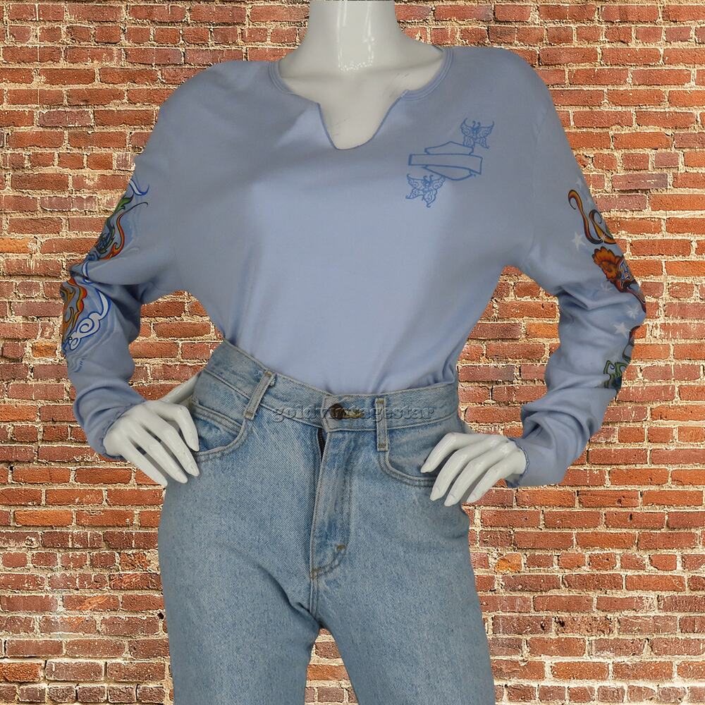 Harley Davidson Y2K V-Neck Dragon Flame Tee XL